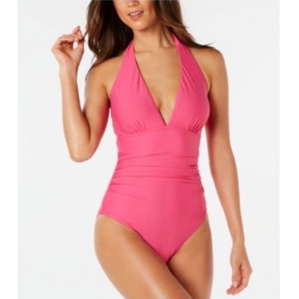 Tommy Hilfiger Solid Halter One-Piece Swimsuit
